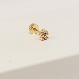 Pendiente Flor Circonita Dorado (Rosca)