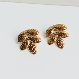 [J25194Y] Pendientes Leave Textura Dorado