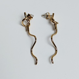 [J25160Y] Pendientes Nudo Largo Dorado