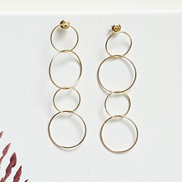 [J25151V] Pendientes Cuadrados Tamaño Intercalado Dorado