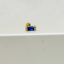 Pendiente Circonita Grande Azul Y Blanco Dorado (Rosca)
