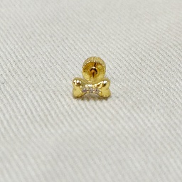 [J250060] Pendiente Hueso Circonita Dorado (Rosca)