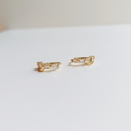 Aros Mix Circonitas Redonda Y Rectangular Dorado