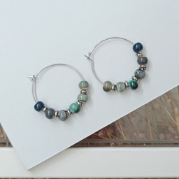 Pendientes Cerámica Carey Aguamarina Plateado