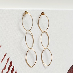 Pendientes Largos Círculos Ovalados Dorado