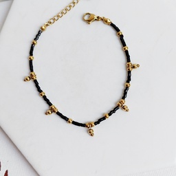 Pulsera Cuentas Negro y Dorado