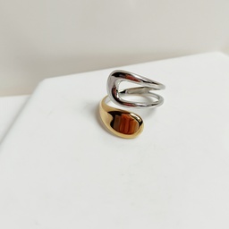 Anillo Doble  Bicolor Dorado Plateado