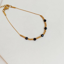 Pulsera Cuentas Negras Dorada