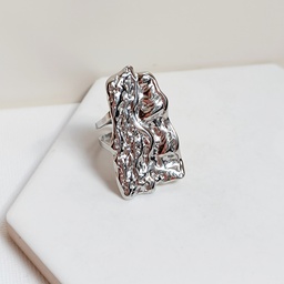 Anillo Maxi Textura Rugosa Plateado