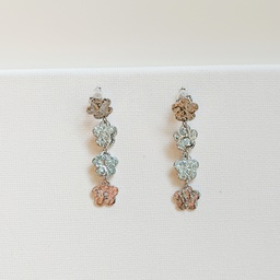 Pendientes Flores Con Textura Plateado
