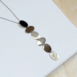 Collar Largo Óvalos Plateado