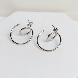 Pendientes Semi Aro Con Círculo Plateado