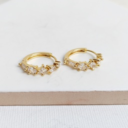 Aros Circonitas Blancas Dorado