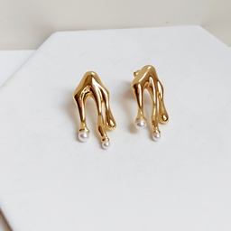 Pendientes Largos Rama Perla Dorado