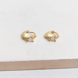 Pendientes Aritos Circonitas  Blanca Dorado