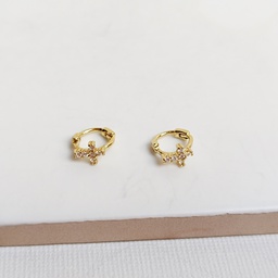 Pendientes Aritos  Cruz Circonitas  Blanca Dorado