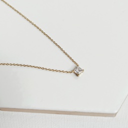 Collar Rombo Circonita Blanca Dorado