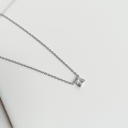 Collar Rombo Circonita Blanca Plateado