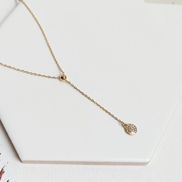 Collar Doble Largo Circonita Blanca Dorado