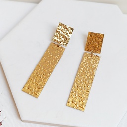Pendientes Rectángulo Textura Dorado