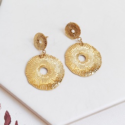 Pendientes Doble Círculo Textura Dorado
