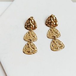 Pendientes Triple Chapeado Dorado