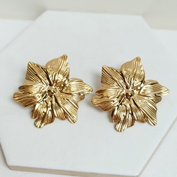 Pendientes Flor Realista Dorado