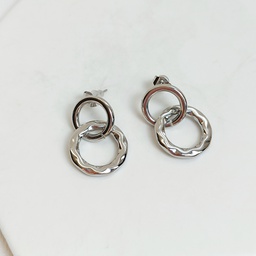 Pendientes Doble Chapado Liso Plateado