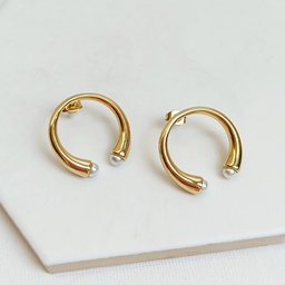 Pendientes Medio Arco Perla Dorado