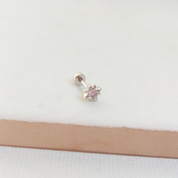 Pendiente Circonita Estrella Plateado (Rosca)