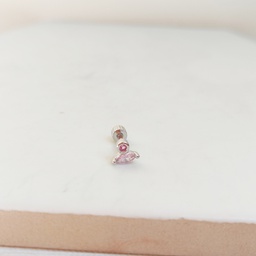 Pendiente Circonita Rosa Plateado (Rosca)