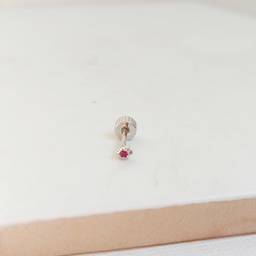 Pendiente Circonita Flor Fucsia Plateado (Rosca)