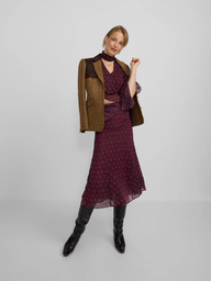 Falda Midi Estampados Motivos Burdeos - Silbon