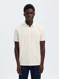 Slhfave Button SS Polo Noos Cloud Dancer - Selected