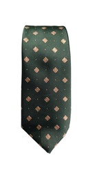 Corbata Verde Con Motivos Cuadrados Y Puntos Dorados - Stroget