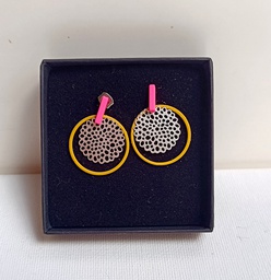 Pendientes Neón Forma Geo Rosa Amarillo