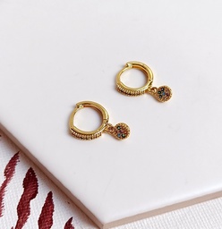 Aros Circonitas Colores Charm Circulito Dorado