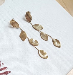 Pendientes Textura Hojas Dorado