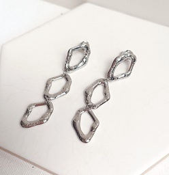 Pendientes Tres Óvalos Grueso Plateado