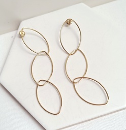 Pendientes Tres Óvalos Fino Dorado
