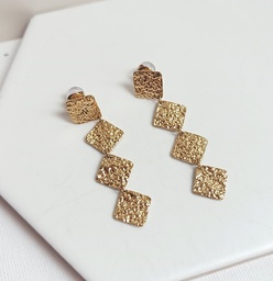 Pendientes Textura Cuatro Cuadrados Dorado