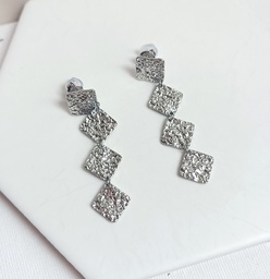 Pendientes Textura Cuatro Cuadrados Plateado