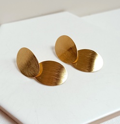 Pendientes Dos Óvalos Textura Dorado