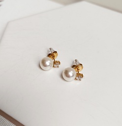 Pendientes Circonita Con Perla Dorado