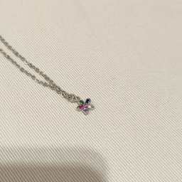 Collar Flor Circonitas Colores Plateado