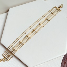 Pulsera Hilos Cadenita Con Bolita Dorado