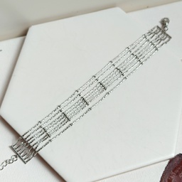 Pulsera Hilos Cadenita Con Bolita Plateado