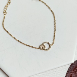 Pulsera Doble Círculo Circonita Dorado