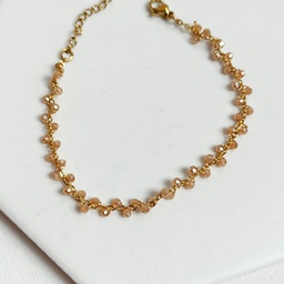 Pulsera Bolitas Cuentas Rosada Dorado