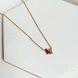 Collar Doble Rectángulo Circonita Dorado